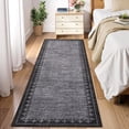 thumbnail image 2 of HIWEAVER Modern Geometric Bordered Non Slip Runner Washable 2' x 6' Throw Rug for Hallway Enterway Neutral Indoor Black/Gray Carpet, 2 of 6