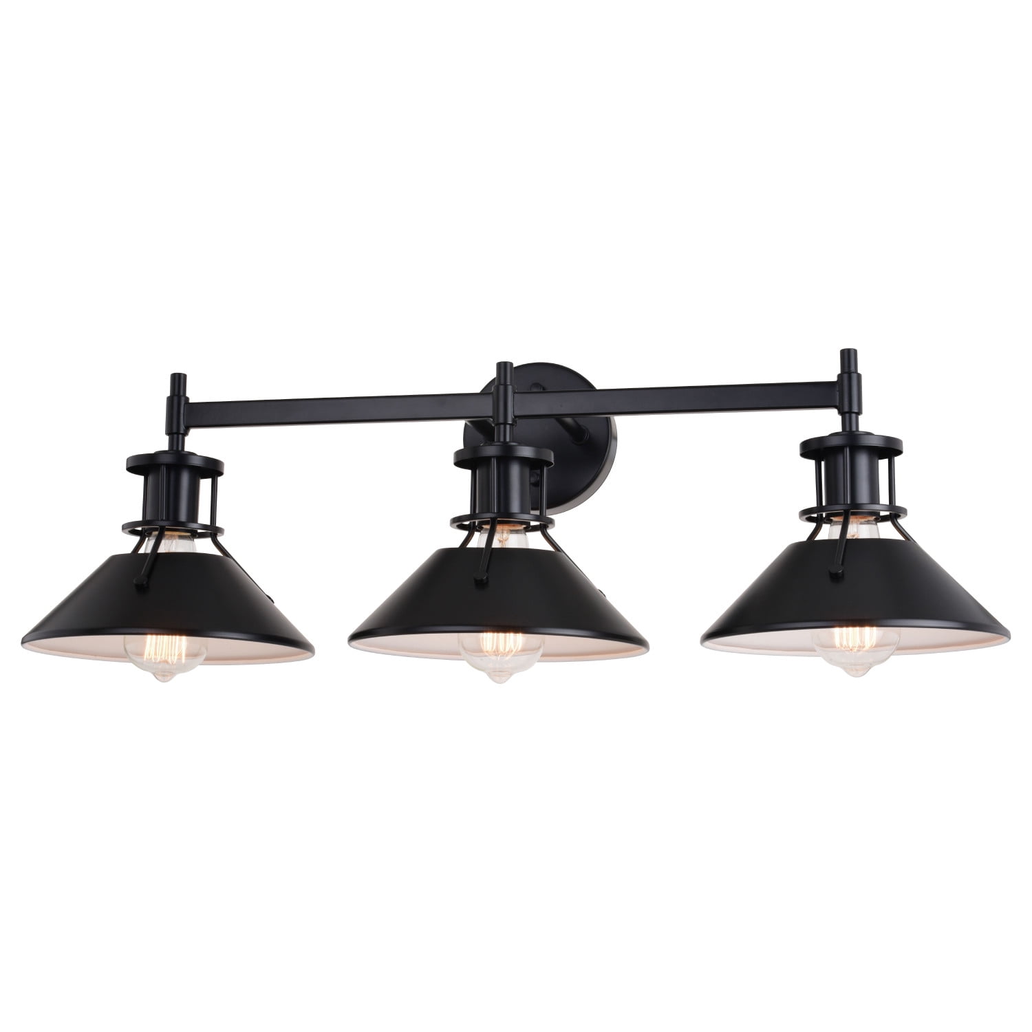 Canton 3 Light Black and White Farmhouse Bathroom Vanity Wall Fixture