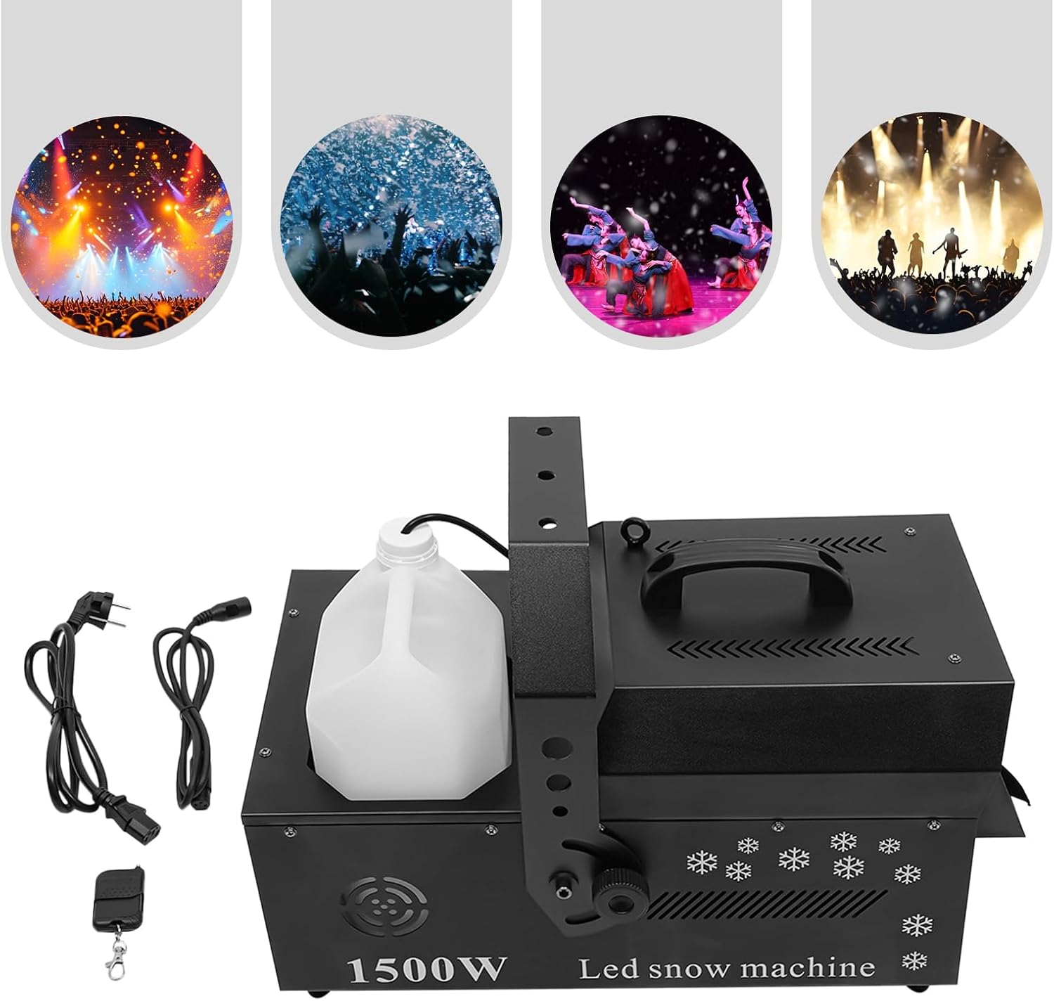 3-in-1 LED Snowflake Machine, Equipped W/ 12 RGB LED Lights and 3 Lighting Function Modes, 5.3Qt Large Capacity, for Theaters, Parties, Weddings, Christmas, and Business Events