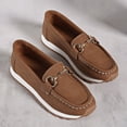 thumbnail image 4 of Penny Loafers for Women Trendy Metal Chain Nonslip Driving Shoes Casual Suede Comfortable Arch Support Slip on Walking Shoes Brown Size 7, 4 of 8