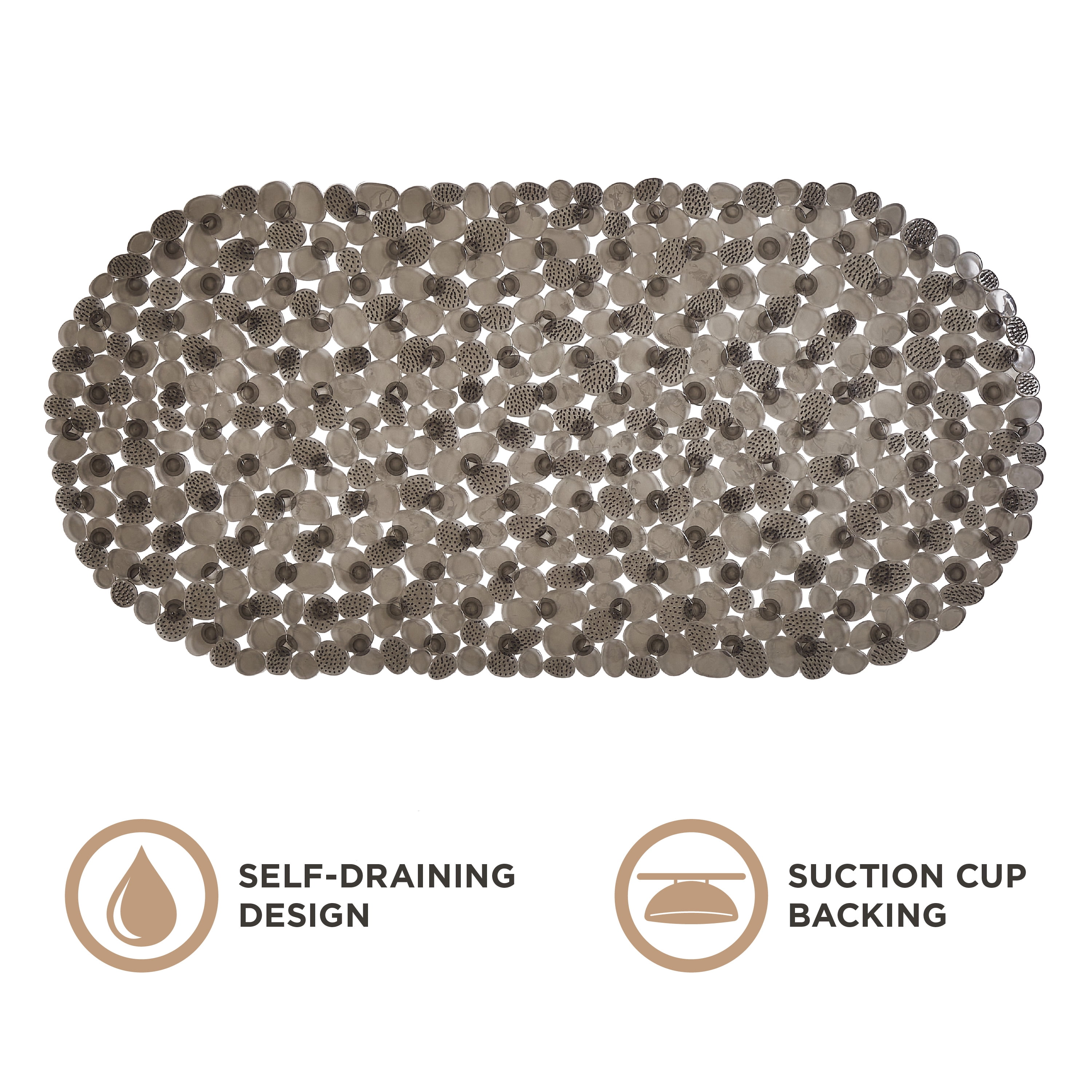 Bath Bliss PVC Extra Long Massaging Texture Design Bath Mat in Smoke