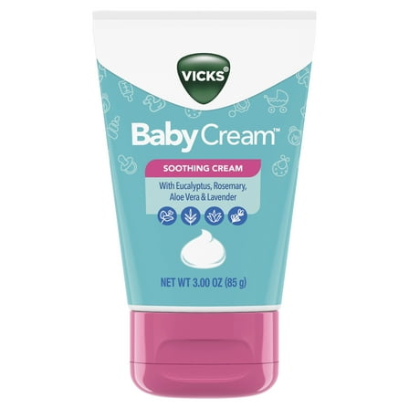Vicks Baby Cream, Soothing Vapor Cream for Babies with Aloe Vera, 3 oz