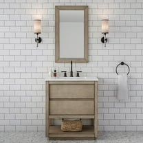 Water Creation Oakman 30" Single Sink Wood Bath Vanity with Mirror in Gray Oak