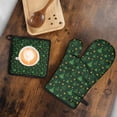 thumbnail image 5 of Green Christmas Tree and Star Pattern Kitchen Oven Mitt and Pot Holder Sets 2 Pcs for Baking, Cooking and Grilling, Heat Resistant Up To 392 °F, 5 of 7