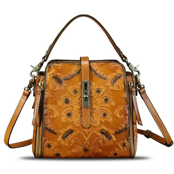 Embossed Genuine Leather Purses and Handbags Women Shoulder Bag Crossbody Bag