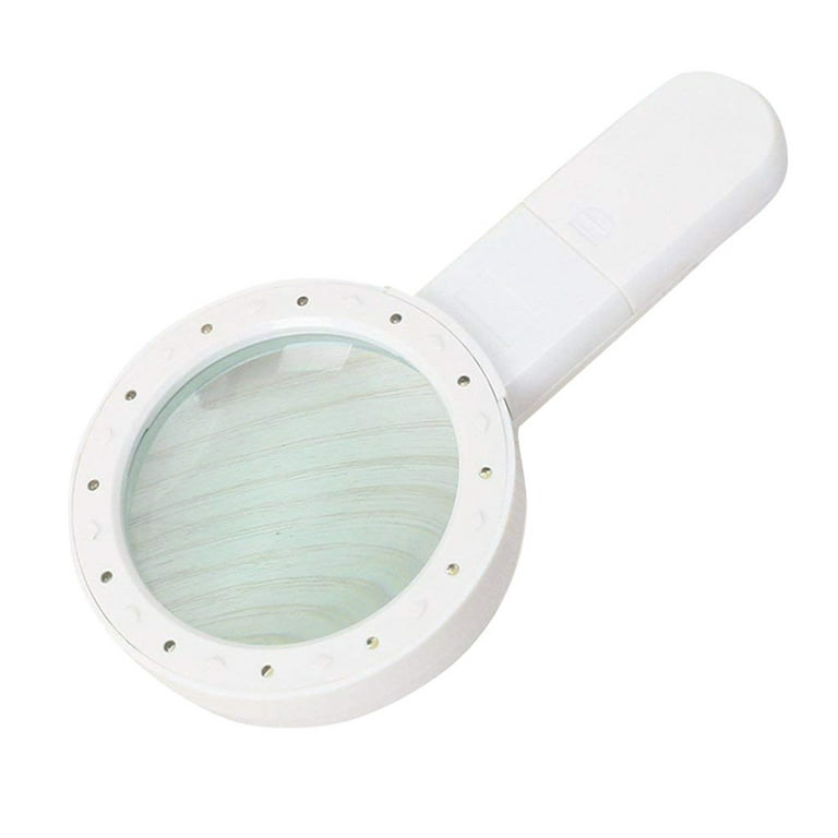 30X Handheld Magnifying Glass, EEEkit 12 LEDs Illuminated Magnifier, High  Power Handheld Lighted Magnifier, Large Double Glass Lens Acrylic  Magnifiers for Seniors Reading, Coins, Stamps, Inspection 