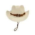 thumbnail image 1 of Wweixi Materials Suitable For Seaside Vacation Brown Cowboy Hat For Men Summer Straw beige, 1 of 6