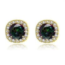Paris Jewelry Men|Women 14k Yellow Gold Plated 4Ct Round Alexandrite Halo Stud Earrings