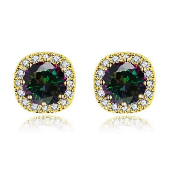Paris Jewelry Men|Women 14k Yellow Gold Plated 4Ct Round Alexandrite Halo Stud Earrings