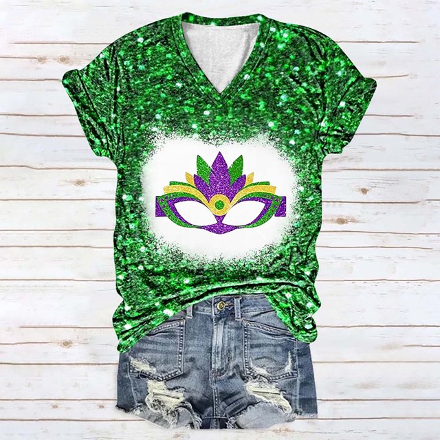 Fiudx Ropa de Mujer Top de Manga Corta con Cuello En V y Estampado Informal para Mujer