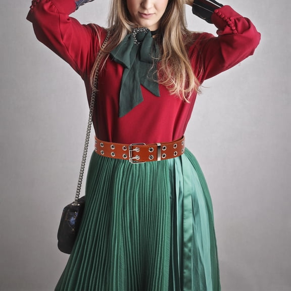 TAILTOSS 1Pcs Double Grommet Belt Light Brown Pu Wide for Jeans Everyday Wear Night Out Vintage Punk Style