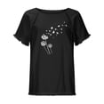 thumbnail image 5 of Blusa de manga corta con estampado regular de flecos y cuello redondo de algodón y cáñamo para mujer OAVQHLG3B Store  lin121212, 5 of 5