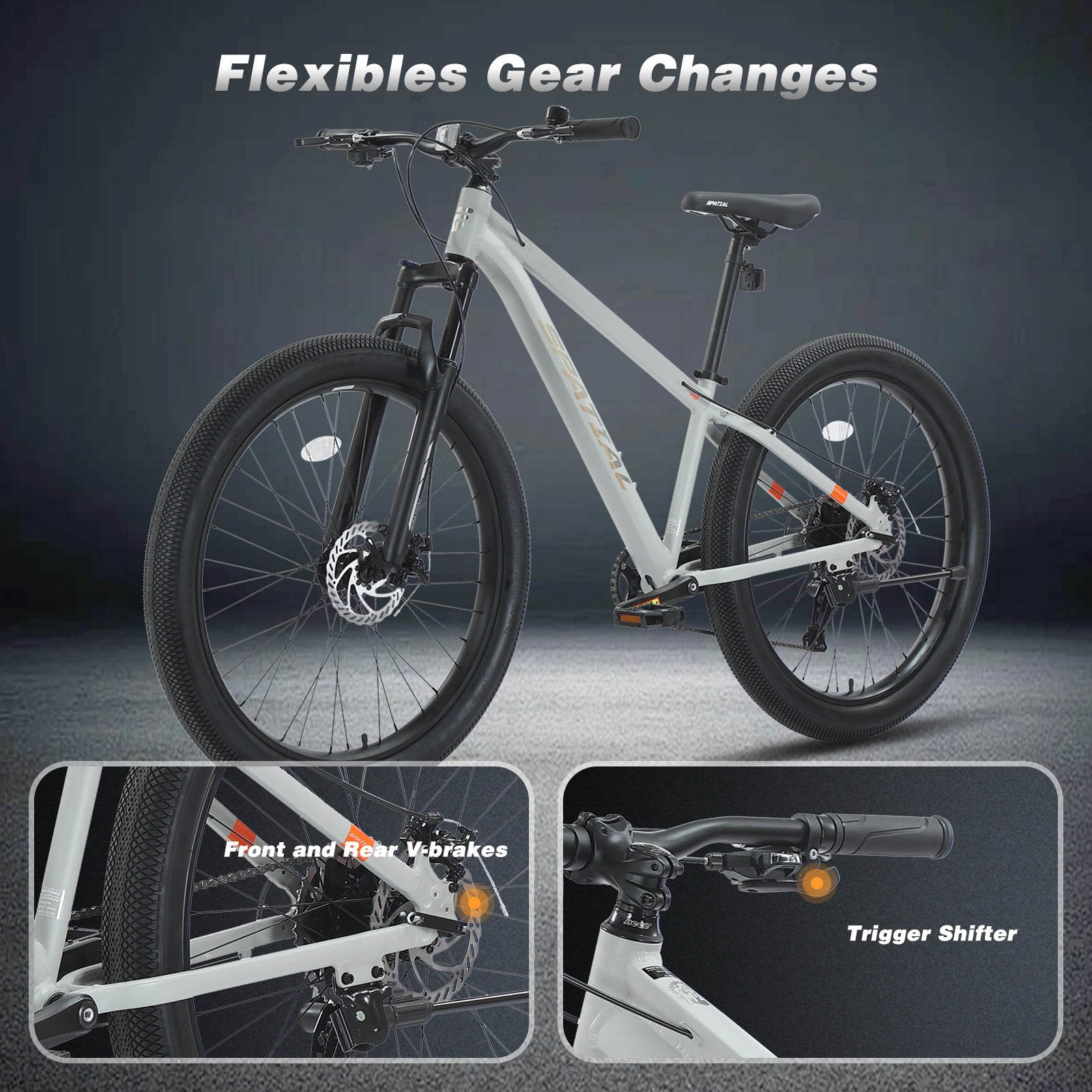 SPATIAL Pro Mountain Bike,27.5 Inch Fat Bike for Man Women Teen,Outdoor Cycling Bicycle with 3.0-Inch Wide Tires,9 Speed Drivetrain