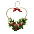 thumbnail image 2 of 18Inch Heart Shaped Wood Beaded Wreaths 3D Rose Bow Hanging Valentine's Day Decoration for Shop Home Party Garden Door, 2 of 5