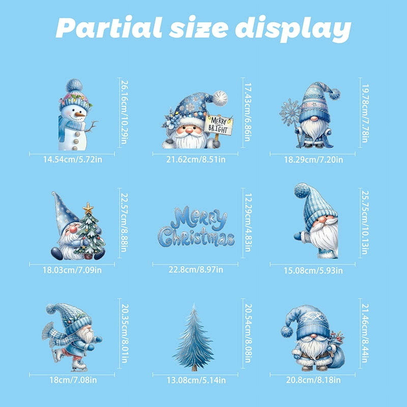190 Pcs Stereoscopic Effect Christmas Window Clings, Double-Sided Printed Santa Claus Snowflake Window Stickers, Self Adhesive Window Decal Decoration for Xmas Holiday Winter Party