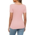 thumbnail image 5 of Ltctricy T Shirts for Women Fashion Summer Short Sleeve Cutout Ribbed Knit Solid Color Slim Basic Tees Going out Tops, 5 of 7
