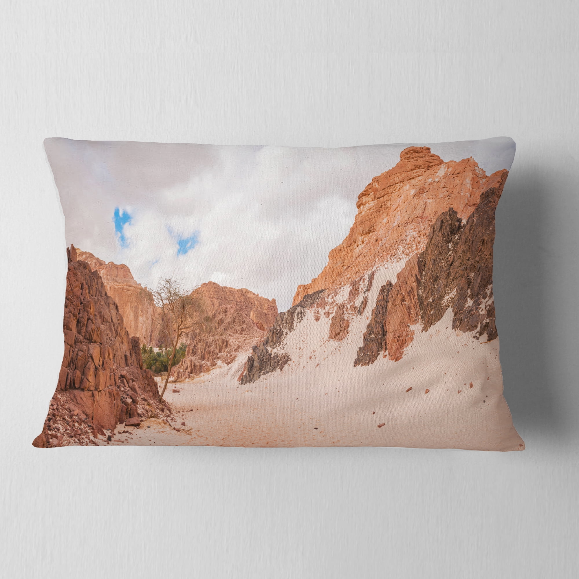 Designart 12" x 20" Brown Polyester Throw Pillow