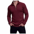 thumbnail image 7 of Yaoyar Mens 1/4 Zip Shirts Fashion Textured Golf Tshirt Classic Plain Long Sleeve Vintage Trendy Tops Spring Clothing, 7 of 7