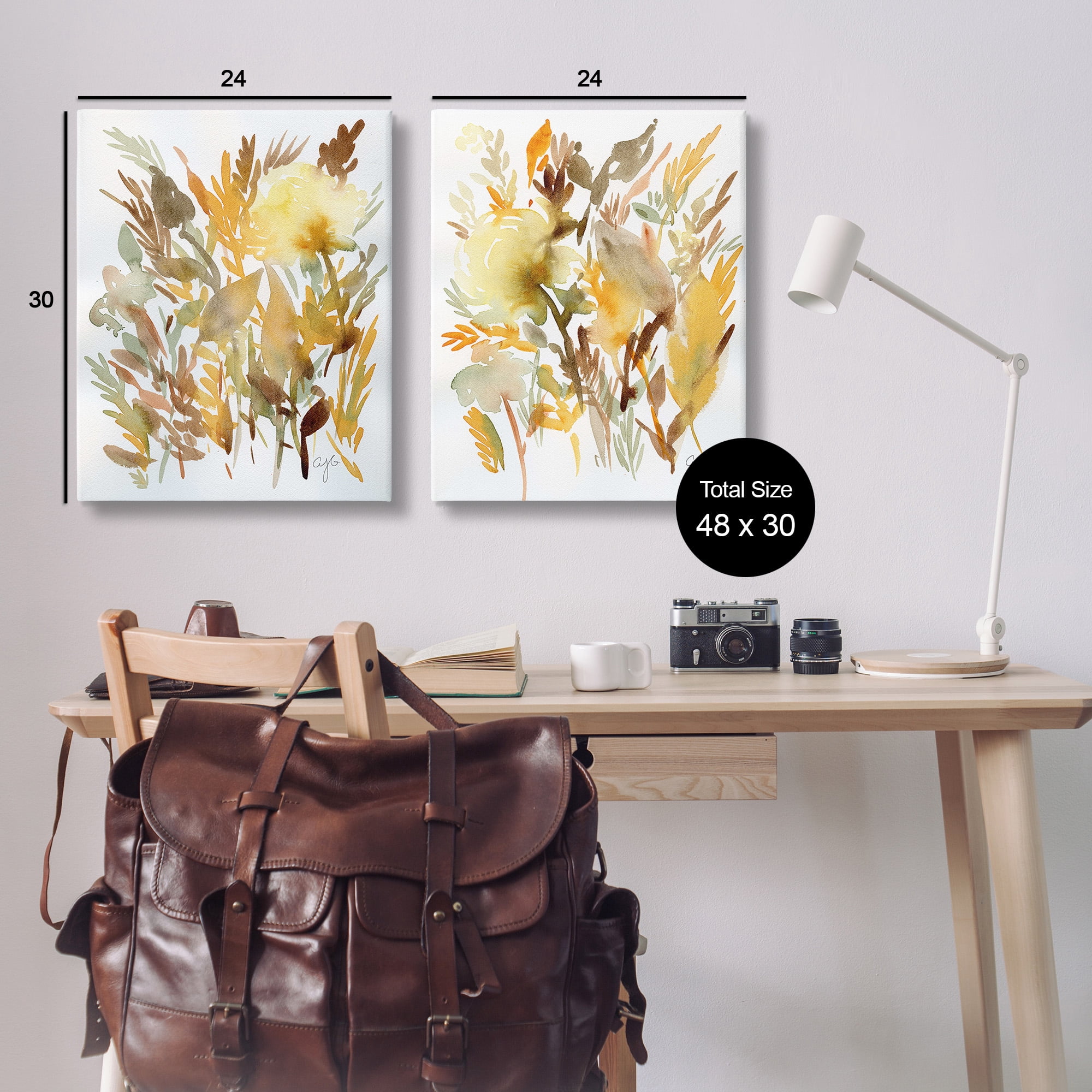 Stupell Industries Country Wheat Abstraction Botanical & Floral Painting Gallery Wrapped Canvas Art Print Wall Art, 24 x 30, Set of 2