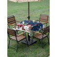 thumbnail image 3 of Outdoor Tablecloth with Umbrella Hole and Zipper, Navy Blue Christmas Square Table Cloth 54x54 Inch Waterproof Tablecloth, Xmas Snowman Truck Tree Balls Picnic Table Cover for Patio Camping, 3 of 7