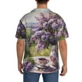 thumbnail image 3 of Lsque Lilacs Teapot Scenic Painting print Men's Cuban Collar Short Sleeve Shirt Summer Beachwear Casual Button Down Fashionable Vacation Leisure Shirt-Medium, 3 of 7