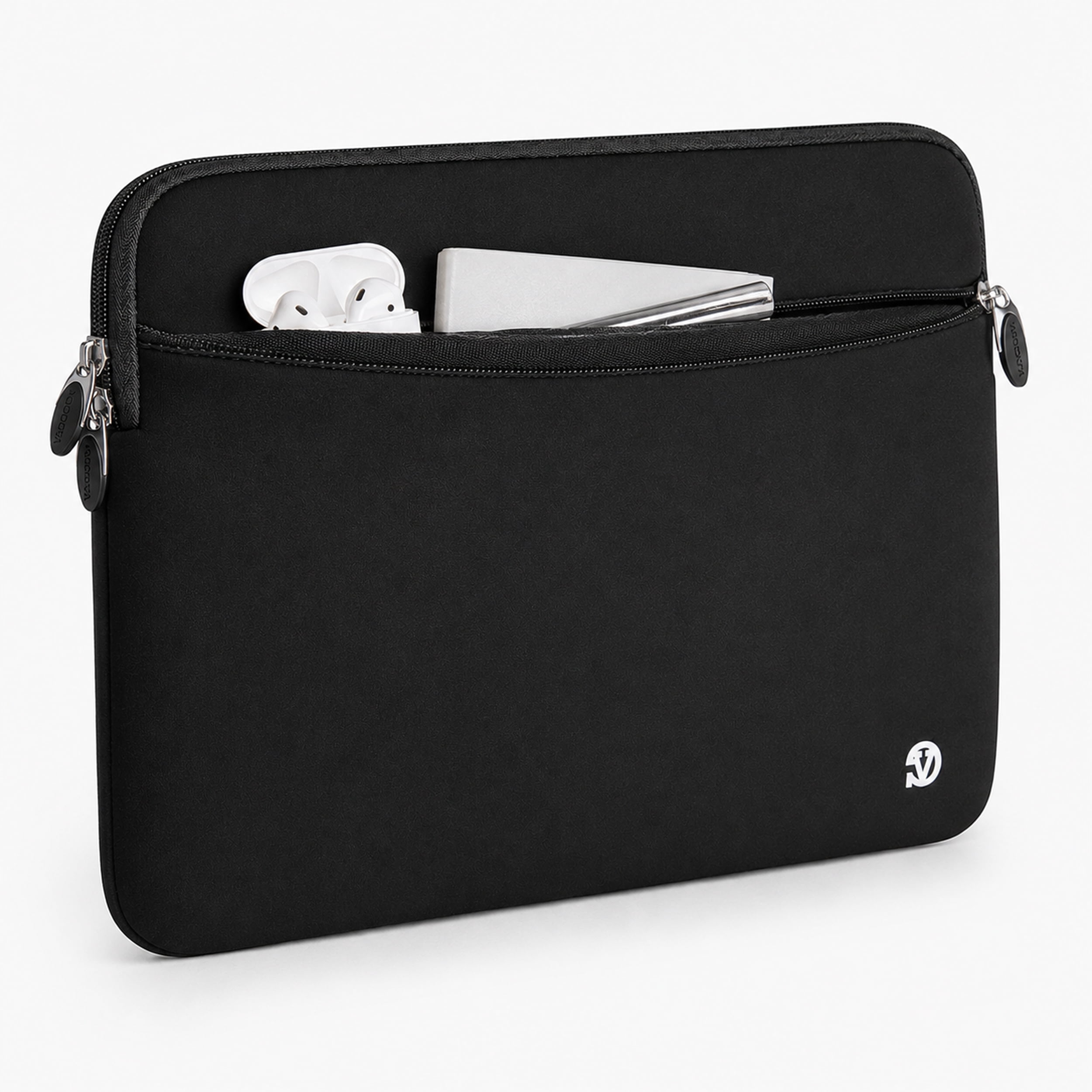 Vangoddy 15.6 Inch Laptop Sleeve Case, Water-Resistant Neoprene Notebook Bag with Zipper and Front Pocket, Fits 15.4-15.6 in Laptops, Black