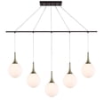 thumbnail image 2 of Woodbridge Lighting Alicia 5-Light Glass Linear Pendant in Brass/Bronze/Opal, 2 of 6
