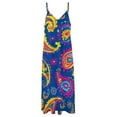 thumbnail image 4 of Vibrant Paisley Pattern Bright Colors Blue Background Design Sleeveless Dress Woman Fashion Long Dresses Women's Summer Suit Dress 2025, 4 of 7