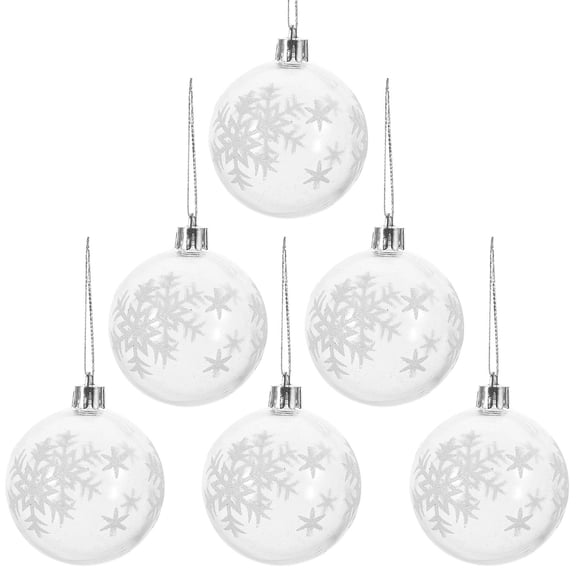 EXHUMKY 6-Pack Clear Plastic Christmas Ornaments for Holiday Tree, Festive Home Decor, Seasonal Party Decorations