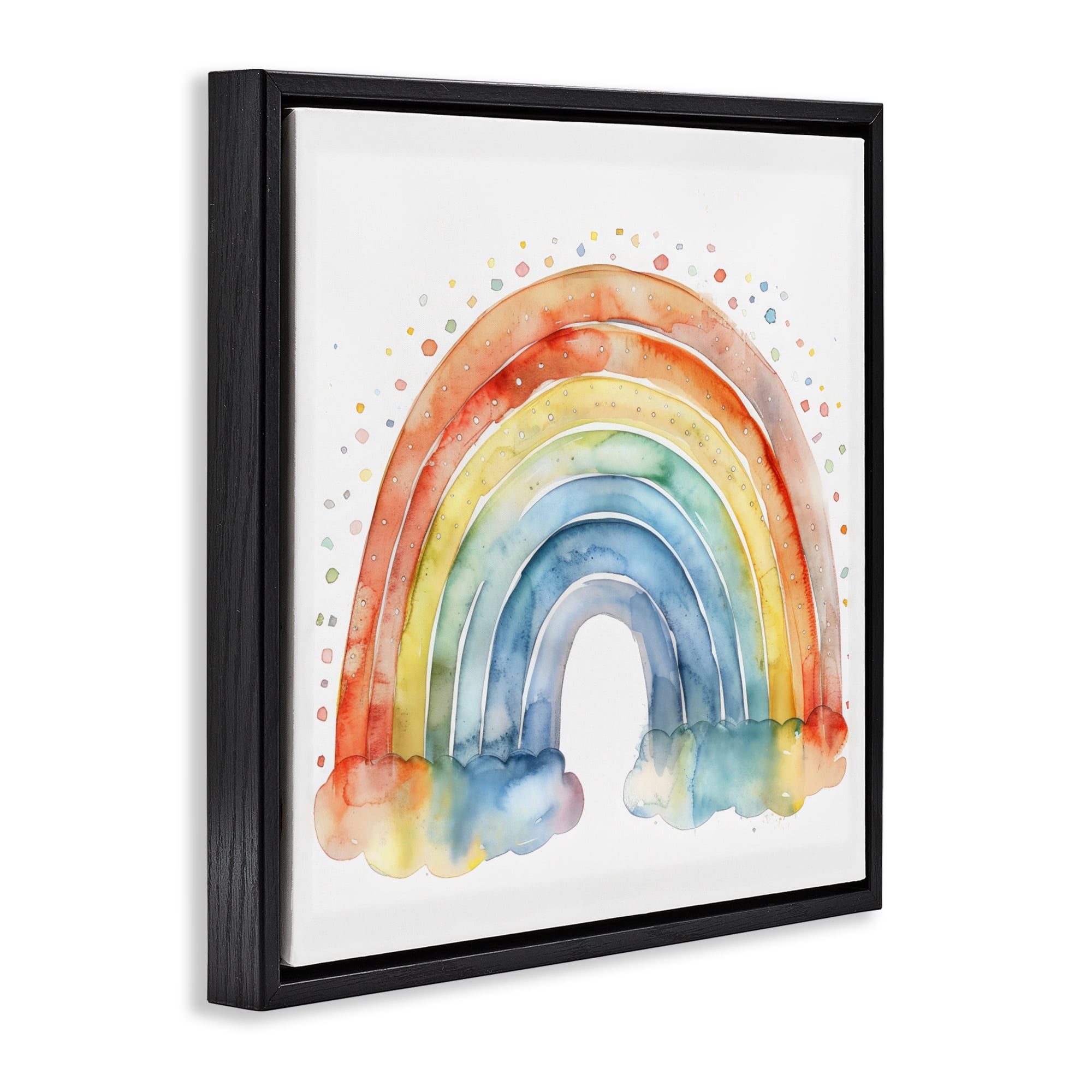 Stupell Industries Colored Rainbow Clouds Black Framed Floater Canvas Wall Art, design by Creative Studio