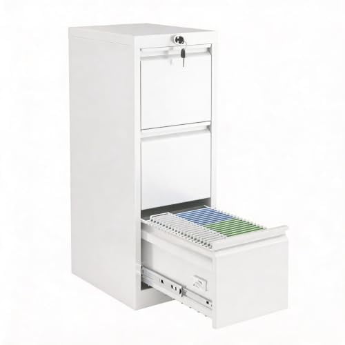 42.52"D x 21.26"W x 7.28"H Drawer Vertical Steel File Cabinet White