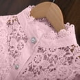 thumbnail image 6 of PiGOGI Women's Elegant Lace Shirts Solid Color Round Neck Blouse - Long Sleeve Button Down Tops Pink XXXL, 6 of 6