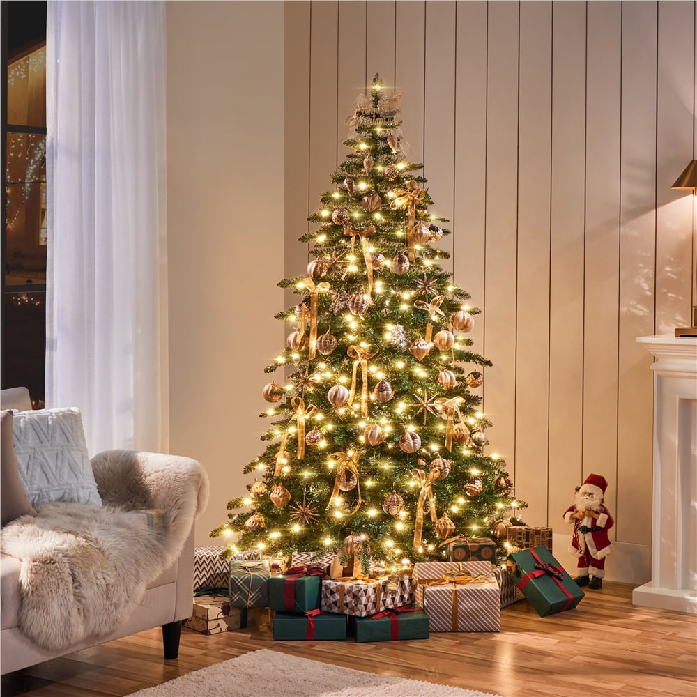 Alden Design 6ft Pre-lit Artificial Christmas Tree with Stand, Green