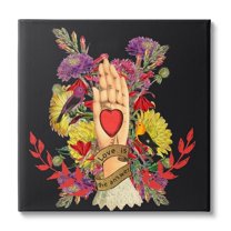 Stupell Industries Traditional Floral Motif Heart Palm Love Phrase Canvas Wall Art, 36 x 36, Design by Erika C. Brothers