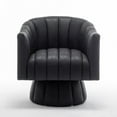 thumbnail image 2 of SEYNAR Mid Century 360 Degree Swivel Leather Accent Sofa，Pumpkin Shaped Cuddle Barrel Arm Chairs for Living Room, Bedroom, Office(Black), 2 of 5