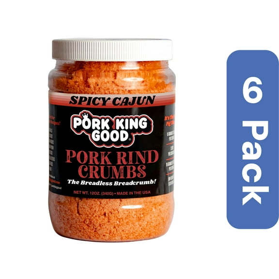Pork King Good Cajun Pork Rind Crumbs 12 oz (Pack of 6)