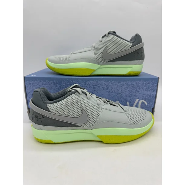 N I-K-E JA 1 Men's Size 11 Grey Cyber Neon Basketball Athletic Shoes FQ4796 003