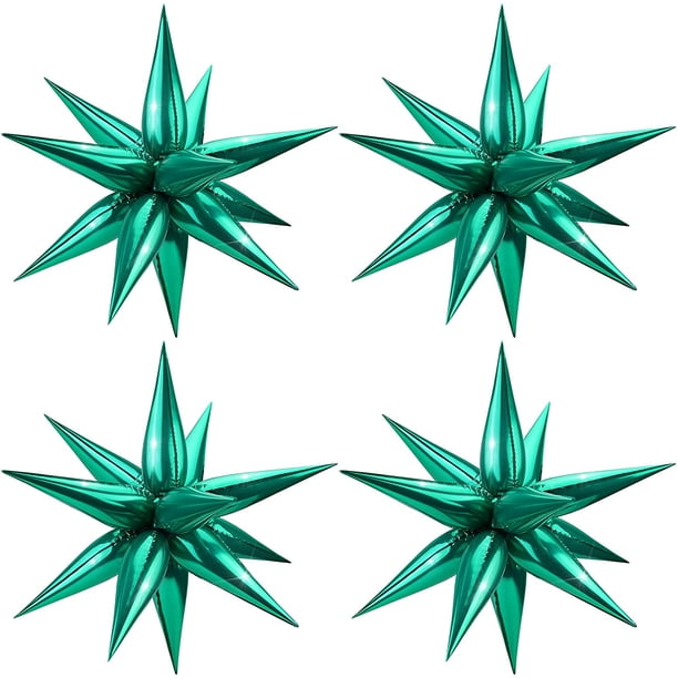 Moukiween 50 globos de papel de aluminio con forma de estrella de explosión, globos de estrella de 12 puntas, globos de Mylar con forma de cono Starburst plateado, globos con púas para suministros de