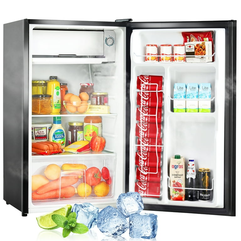 Compact Fridge 3.2 CU.FT. Mini Refrigerator, Small Dorm Fridge with Freezer  for Bedroom, Living Room, Bar, Dorm, Kitchen, Office or RV, Black