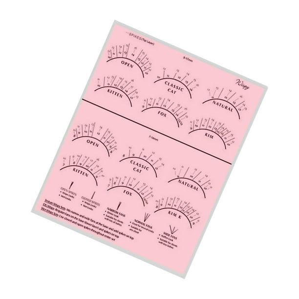 Tabla de práctica Tabla de mapeo de pestañas, extensión de pestañas de hoja de diámetro, entrenamiento de pestañas de extensión, ejercicio de pestañas rosa