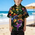 thumbnail image 2 of Boys Short Sleeve Shirt Tropical Print Casual Button Up Beach Summer Outings Clothes, 2 of 5