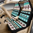 thumbnail image 3 of Xixirimido 5Pcs Car Seat Covers & Seatbelt Covers & Center Console Cover Set Universal Auto Accessories Fit for SUV Sedan Van Truck Leather Front Seat Cover, Ethnic Tribal Green, 3 of 8