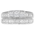 thumbnail image 3 of 2.33 Carat (ctw) 18K White Gold Princess & Round Diamond Ladies Bridal 3 Stone Engagement Ring With Matching Wedding Ban, 3 of 4