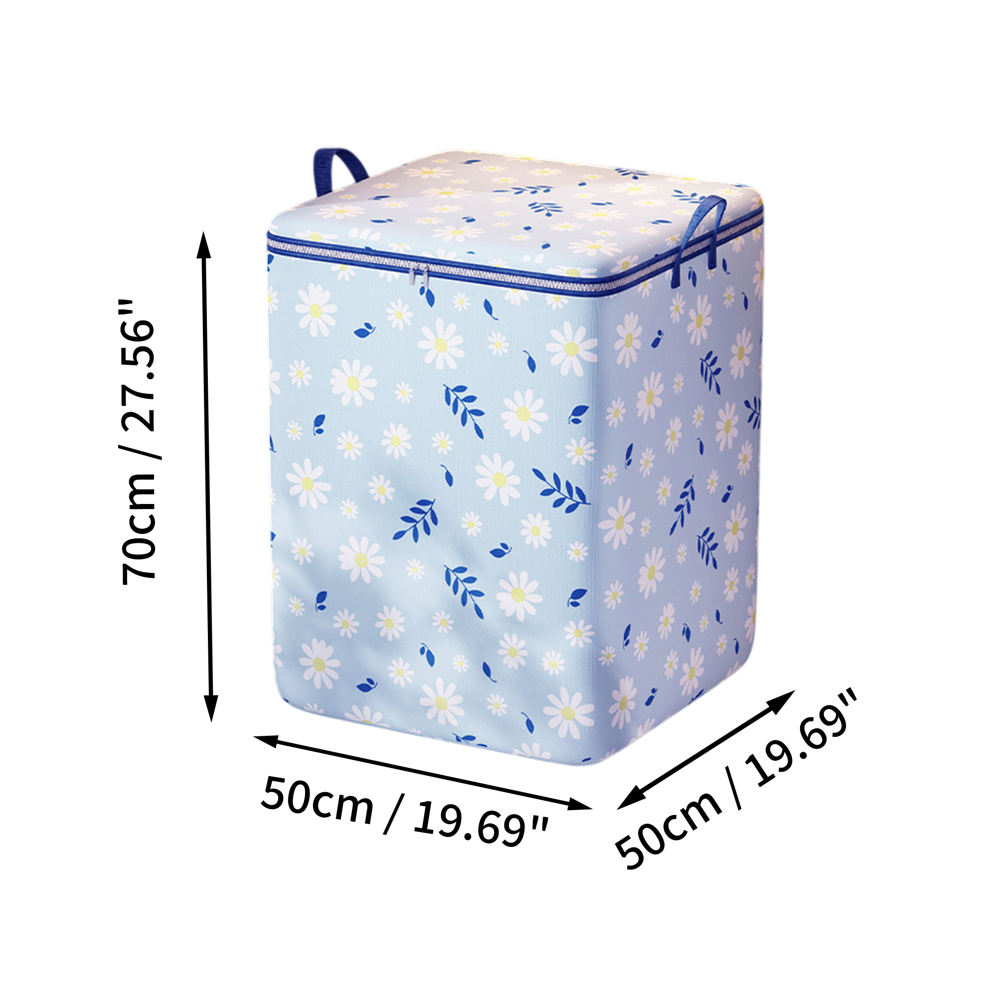 Unique Bargains Daisies Pattern Storage Bag Storage Bins 1 Pc Blue 19.69"x19.69"x27.56"