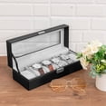 thumbnail image 5 of Caja de Reloj con 6 Ranuras, Organizador de Caja de Cuero PU, Organizador de Almacenamiento de Madera para Almacenamiento y exhibición, Negocios de Regalos para Hombres y Mujeres (Negro), 5 of 5