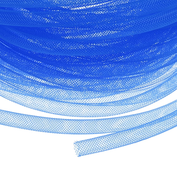 Uxcell Mesh Tube Ribbon 25 Yards, 8mm Elastic Fabric Ribbons[Blue]