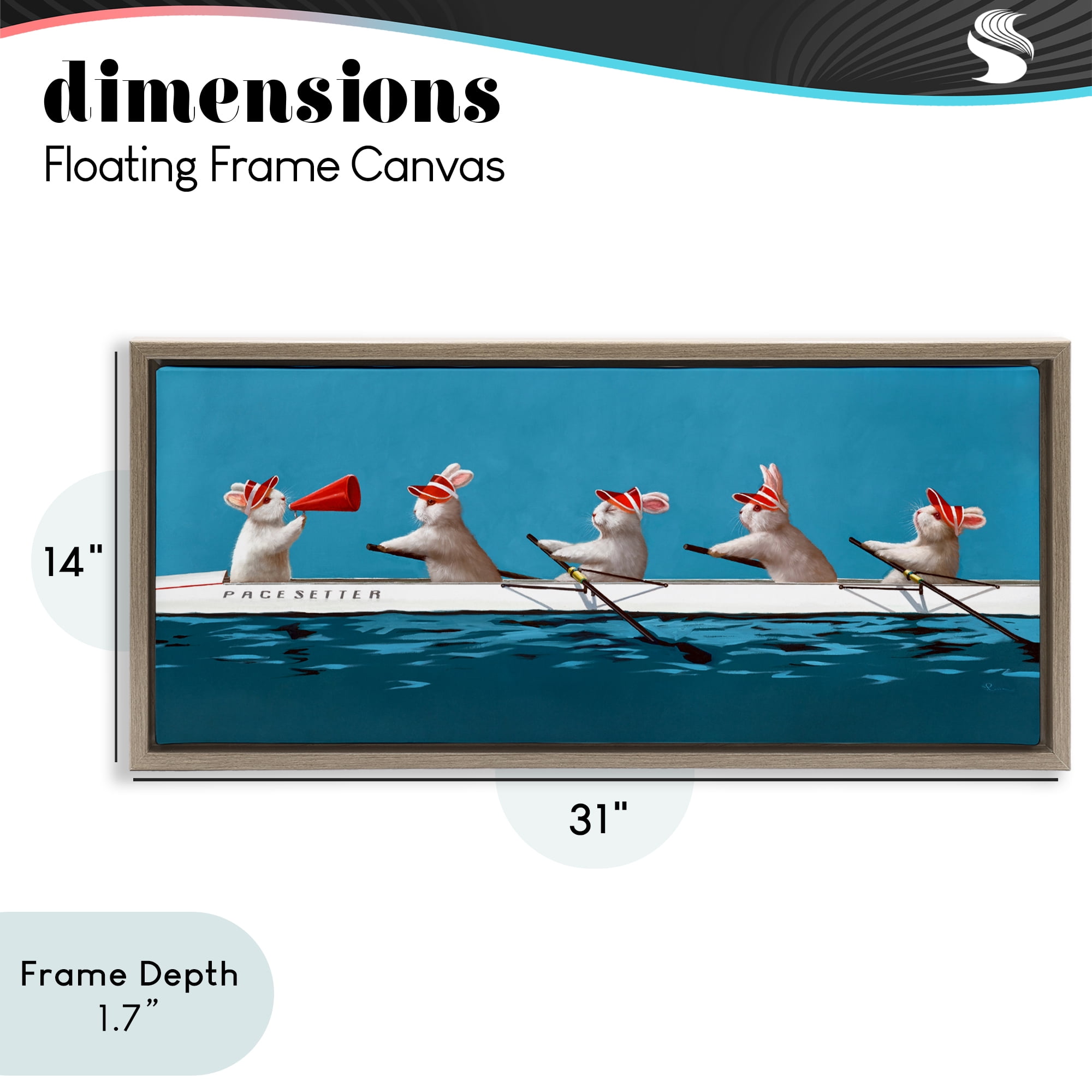 Stupell Industries Bunnies In The Boat Brown Framed Floater Canvas Wall Art, design by Lucia Heffernan