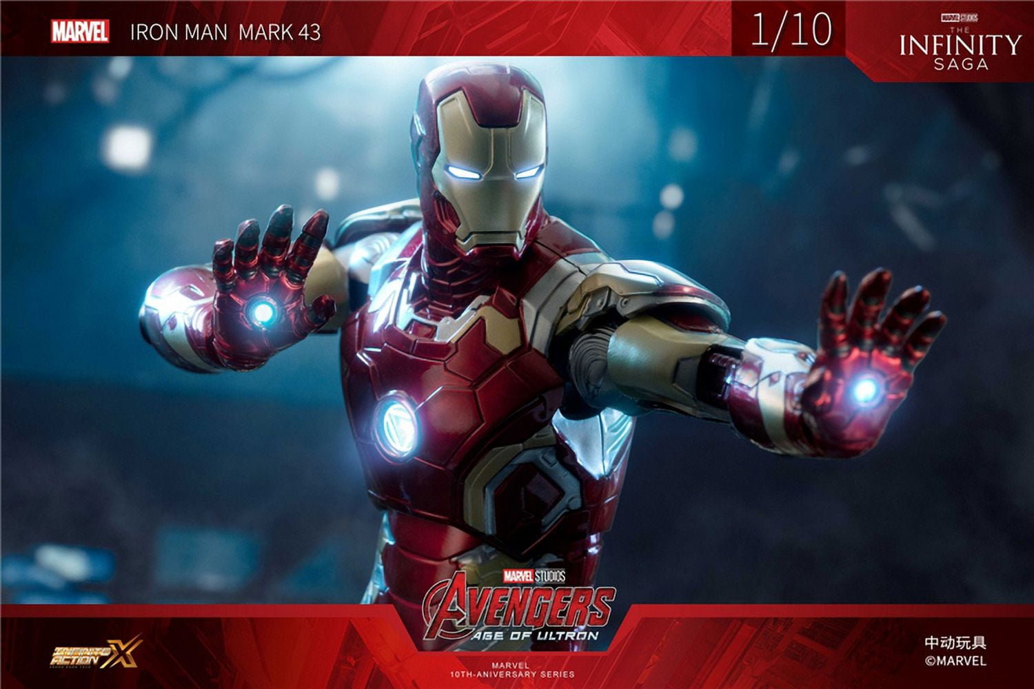 ZD Toys 1/10 scale Iron Man MK43 Action Figure 1907-43 Illuminated Version