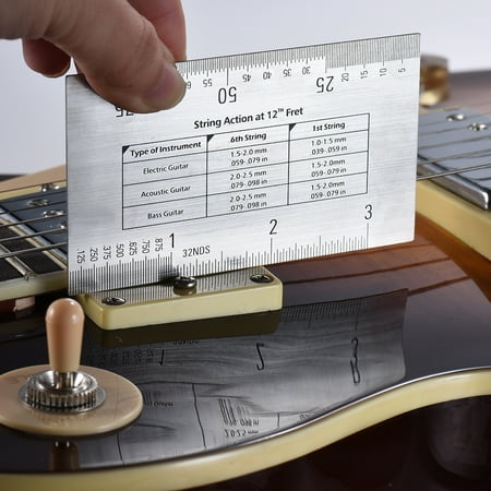 String Action Ruler Gauge Tool in/mm for Guitar Bass Mandolin