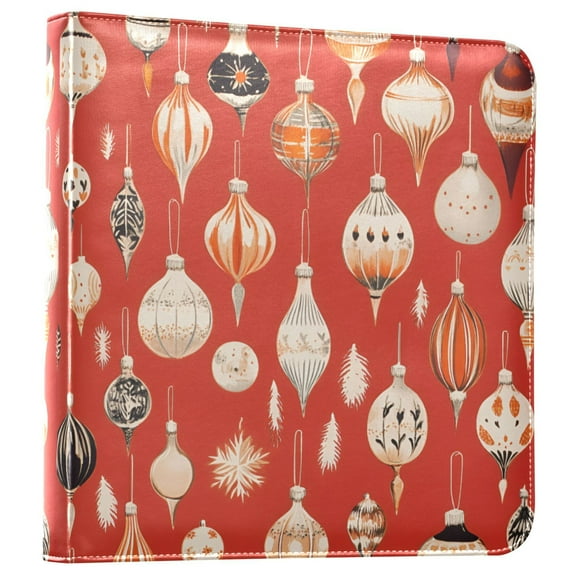 FORMRS 3 Ring Photo Album 4"x6" Self Adhesive Large Capacity PU Leather Cover, Christmas Ornaments Pattern